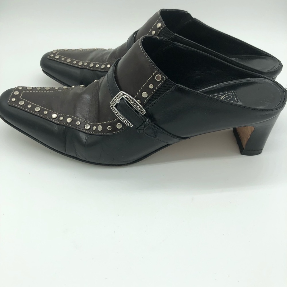 Brighton Mules Brown and Black, Studded